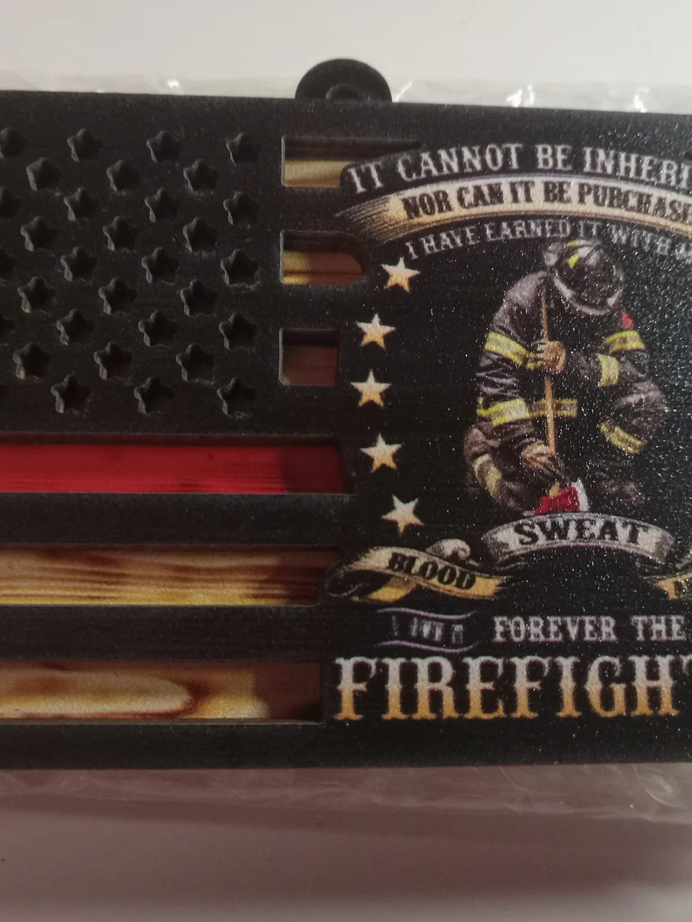 Firefighter Patriotic Ornament - Black with Red Accent